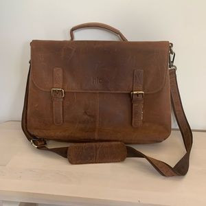Real Leather Shoulder Messenger Laptop Bag